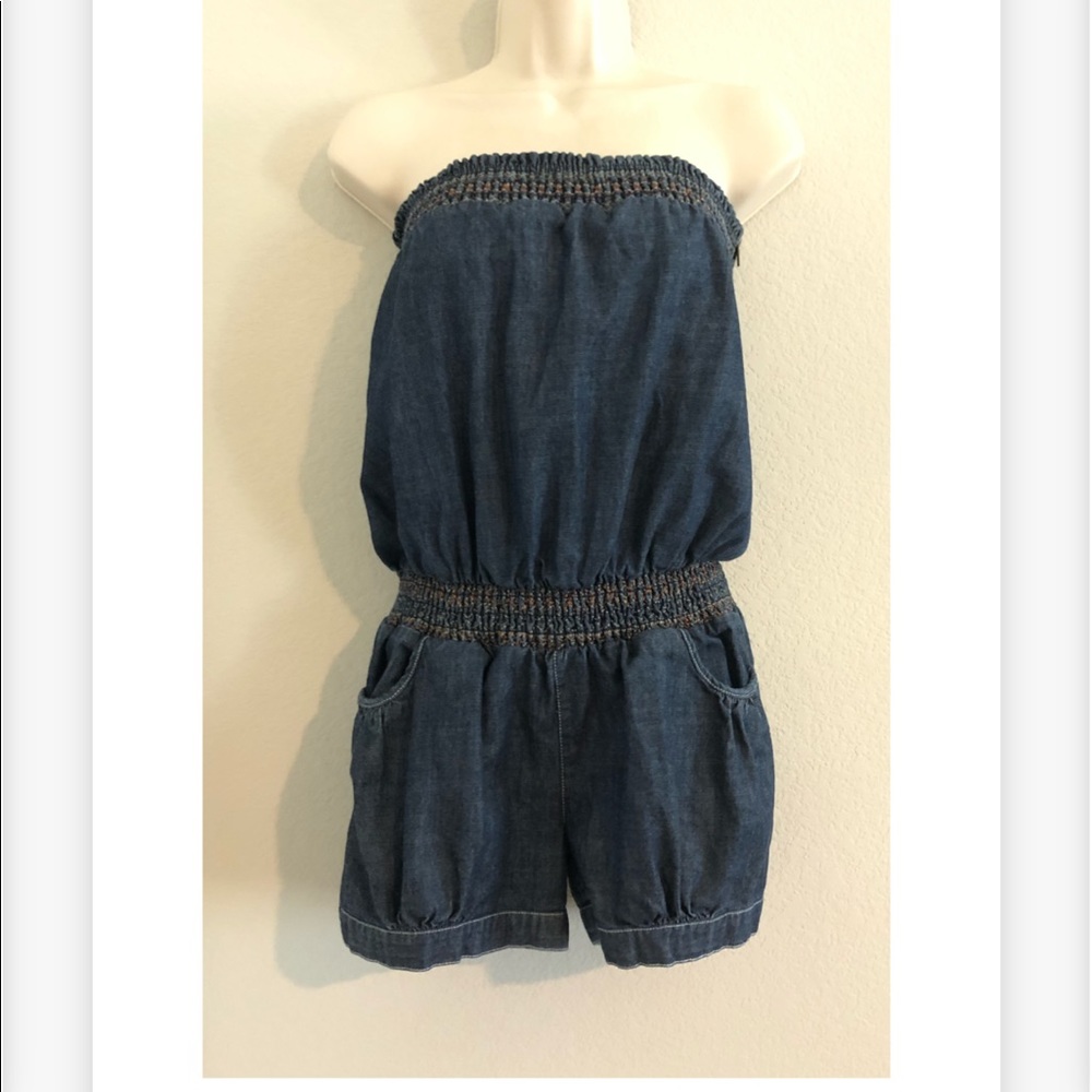 Denim Strapless Jumpsuit